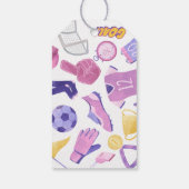 Voetbal football roze paarse spel cadeaulabel (Achterkant)
