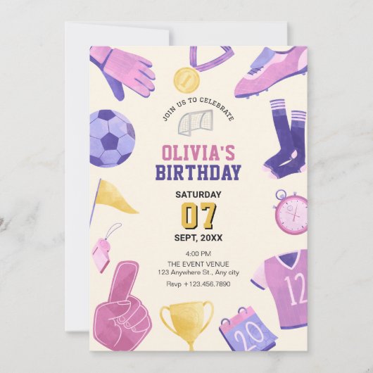 Voetbal football roze paarse spel kaart (Voorkant)