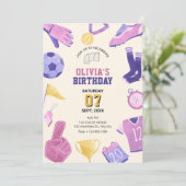 Voetbal football roze paarse spel kaart (Staand voorkant)