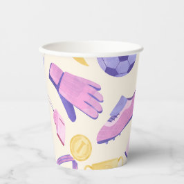 Voetbal football roze paarse spel papieren bekers