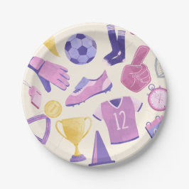 Voetbal football roze paarse spel papieren bordje