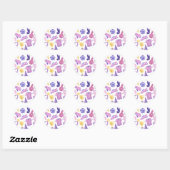 Voetbal football roze paarse spel ronde sticker (Vel)