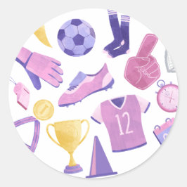 Voetbal football roze paarse spel ronde sticker