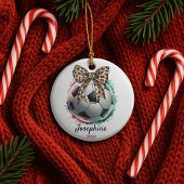 voetbal football Speler Girly Leopard Bow Keramisch Ornament