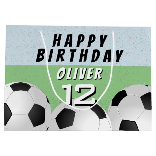 Voetbal Football Sport Kinderen Happy Birthday Groot Cadeauzakje (Achterkant)