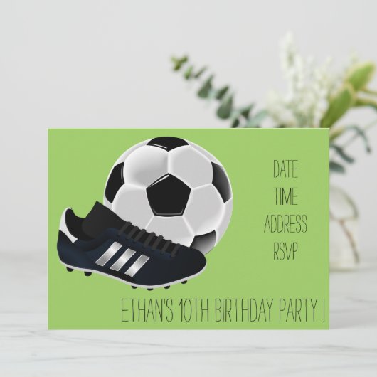 Voetbal / football thema jongens verjaardagsfeestj kaart (Staand voorkant)