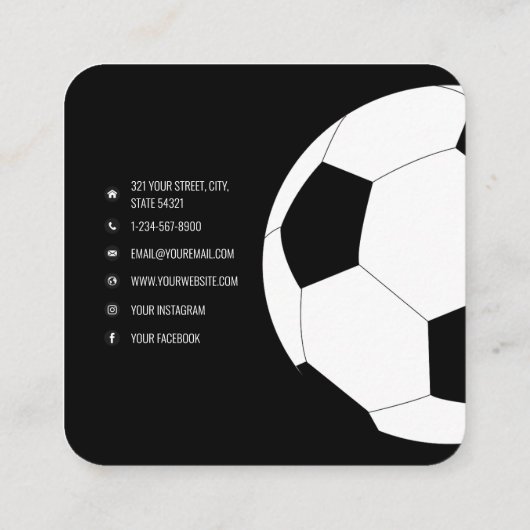 Voetbal Football Trainer Social Media Pictogrammen Vierkante Visitekaartje (Achterkant)