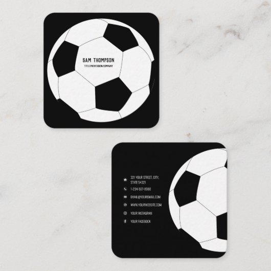 Voetbal Football Trainer Social Media Pictogrammen Vierkante Visitekaartje (Voorkant / Achterkant)