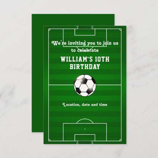 Voetbal Football veld aangepaste verjaardagsuitnod (Voorkant / Achterkant)