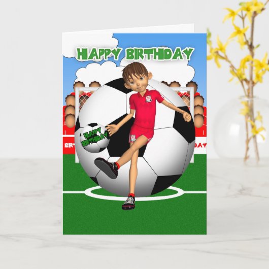 Voetbal Football Verjaardag Wenskaart Kaart (Gele Bloem)