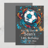 Voetbal, Football, Voetbal Verjaardag Save The Date (Voorkant / Achterkant)