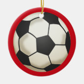 Voetbal Foto Keepsake Rood Keramisch Ornament (Voorkant)