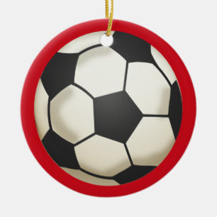 Voetbal Foto Keepsake Rood Keramisch Ornament