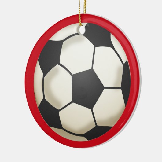 Voetbal Foto Keepsake Rood Keramisch Ornament (Links)