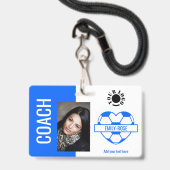 voetbal Foto Logo Barcode Sjabloon Coach Blue Badge (Voorkant met koord)