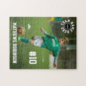 Voetbal Foto Speler Naam Team Nummer en Logo Legpuzzel (Horizontaal)