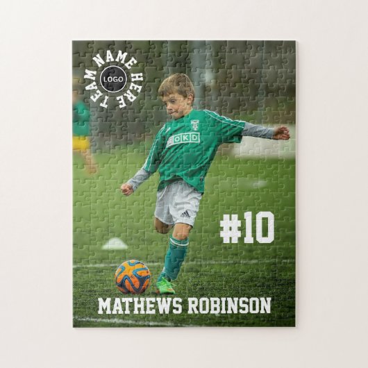 Voetbal Foto Speler Naam Team Nummer en Logo Legpuzzel (Verticaal)