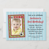 Voetbal Foto van Birthday Party Blue Invitations Kaart (Voorkant)