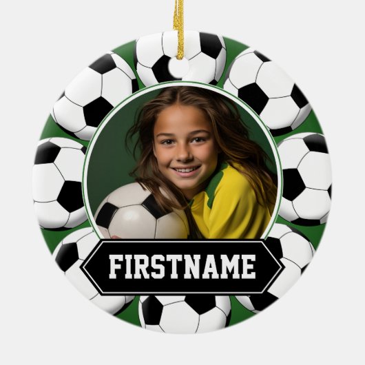 Voetbal Foto voor team of speler - schattig Keramisch Ornament (Achterkant)