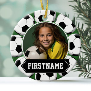 Voetbal Foto voor team of speler - schattig Keramisch Ornament