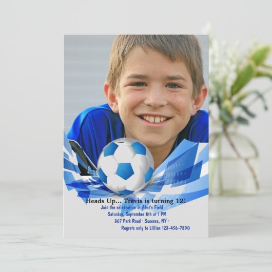 voetbal Fotouitnodiging Kaart (Staand voorkant)