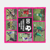 Voetbal Fuchsia w / Speler Naam Fleece Deken (Voorkant (Horizontaal))
