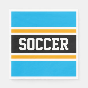 VOETBAL Fun Bright Sky Blauw Zwart Geel Strepen Servet