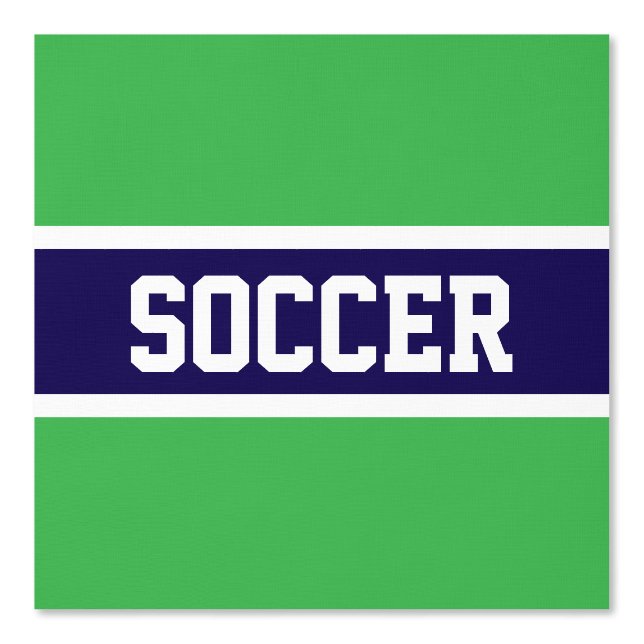 VOETBAL Fun Heldergroene Marine Blauw Witte Strepe Behang (Voorkant)