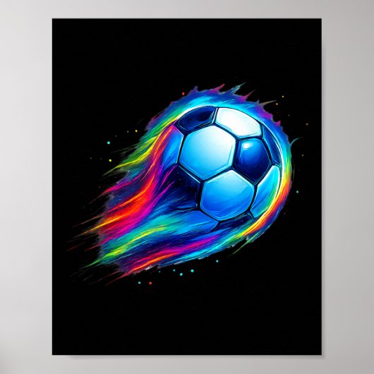 Voetbal Fun Kleurrijk Effect Tie Dye Voel De Drip Poster (Voorkant)