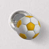 Voetbal (futbol) pen / knop - geel goud ronde button 3,2 cm (Voorkant /achterkant)