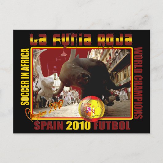 Voetbal Futbol van de Stier van La Furia Roja het Briefkaart (Voorkant)