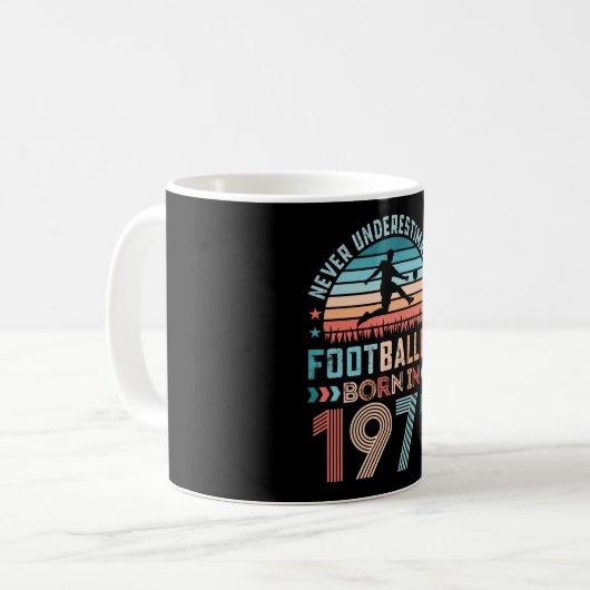 Voetbal geboren in 1971 Football 50th Birthday Gif Koffiemok (Voorkant links)