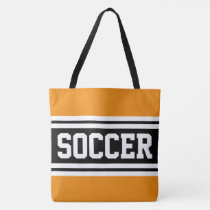 VOETBAL Geel Oranje Zwart Wit Racing Strepen Tote Bag