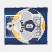 Voetbal - Geel, wit en blauw Fleece Deken (Voorkant (Horizontaal))