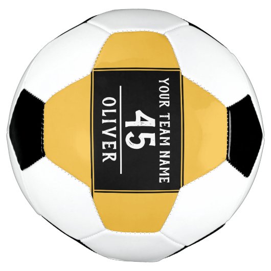 Voetbal Geel Zwart met Teamnaam Nummer (Gedraaid)