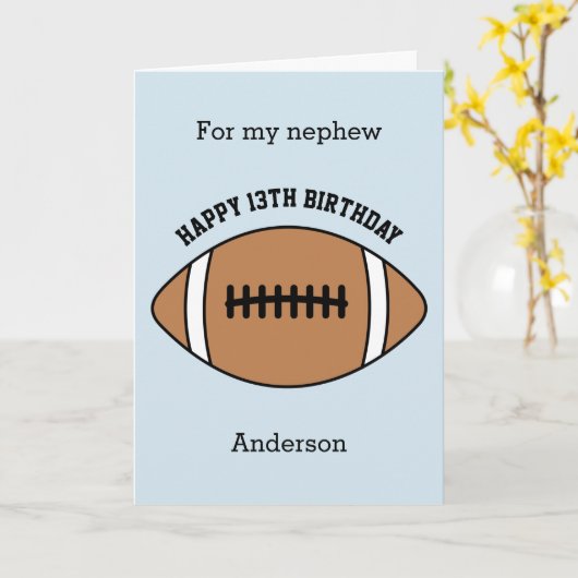 Voetbal Gefeliciteerd 13e Verjaardag Neef Kaart (Gele Bloem)