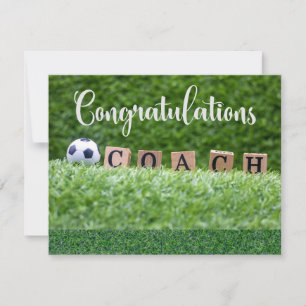 Voetbal Gefeliciteerd kaart voor Coach met bal Notitiekaartje