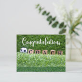 Voetbal Gefeliciteerd voor coach Briefkaart (Staand voorkant)