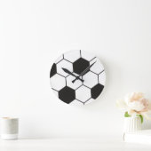 Voetbal geïnspireerd patroon geometrische print ronde klok (Huis)