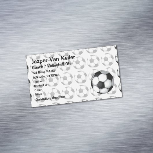 Voetbal gekleurd patroon visitekaartje magneet (Voorbeeld)
