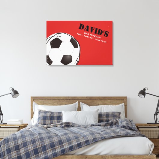 VOETBAL GEKLEURDE Bar Bat Mitzvah Inloggen Board Canvas Afdruk (Insitu (Slaapkamer))