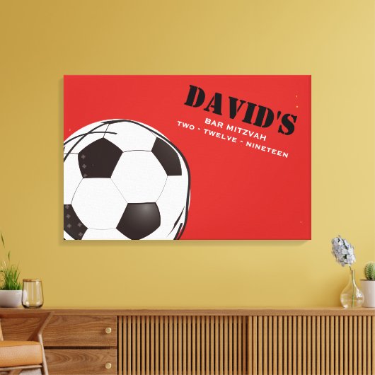 VOETBAL GEKLEURDE Bar Bat Mitzvah Inloggen Board Canvas Afdruk (Insitu (Woonkamer))