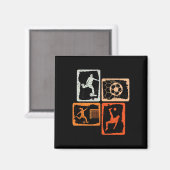 Voetbal Gekleurde Retro Magneet (Voorkant / Achterkant)