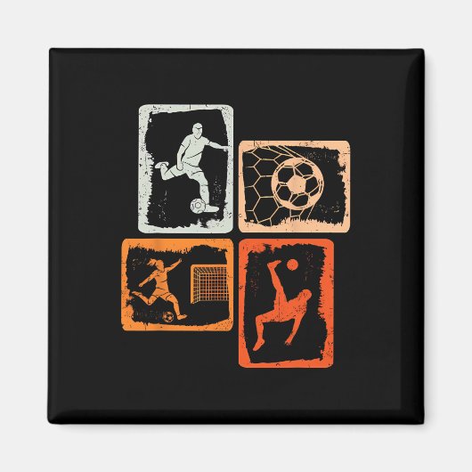 Voetbal Gekleurde Retro Magneet (Voorkant)