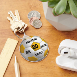 Voetbal gele en witte Sleutelhanger