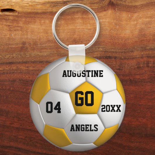Voetbal gele en witte Sleutelhanger (Voorkant)