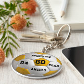 Voetbal gele en witte Sleutelhanger (Zijkant)