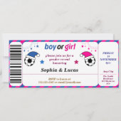 Voetbal gender onthullen Ticket Style Invitation Kaart (Voorkant)