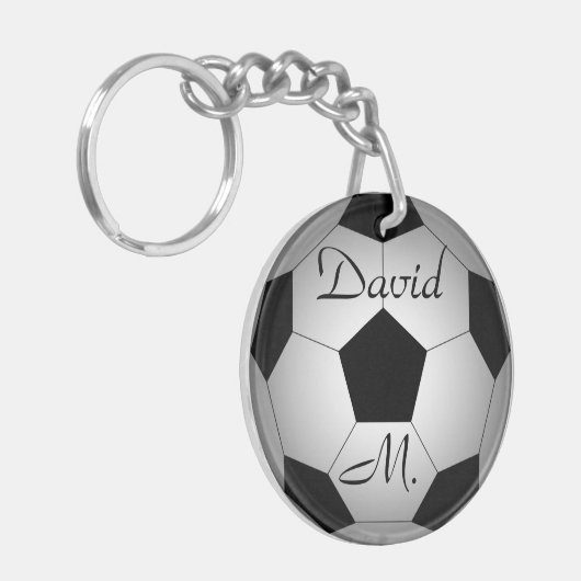Voetbal, gepersonaliseerd sleutelhanger (Voorkant Links)