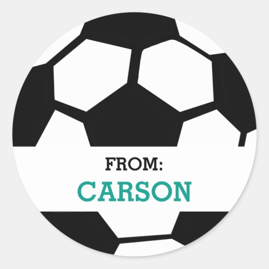 Voetbal gepersonaliseerd van sport thema party ronde sticker (Voorkant)
